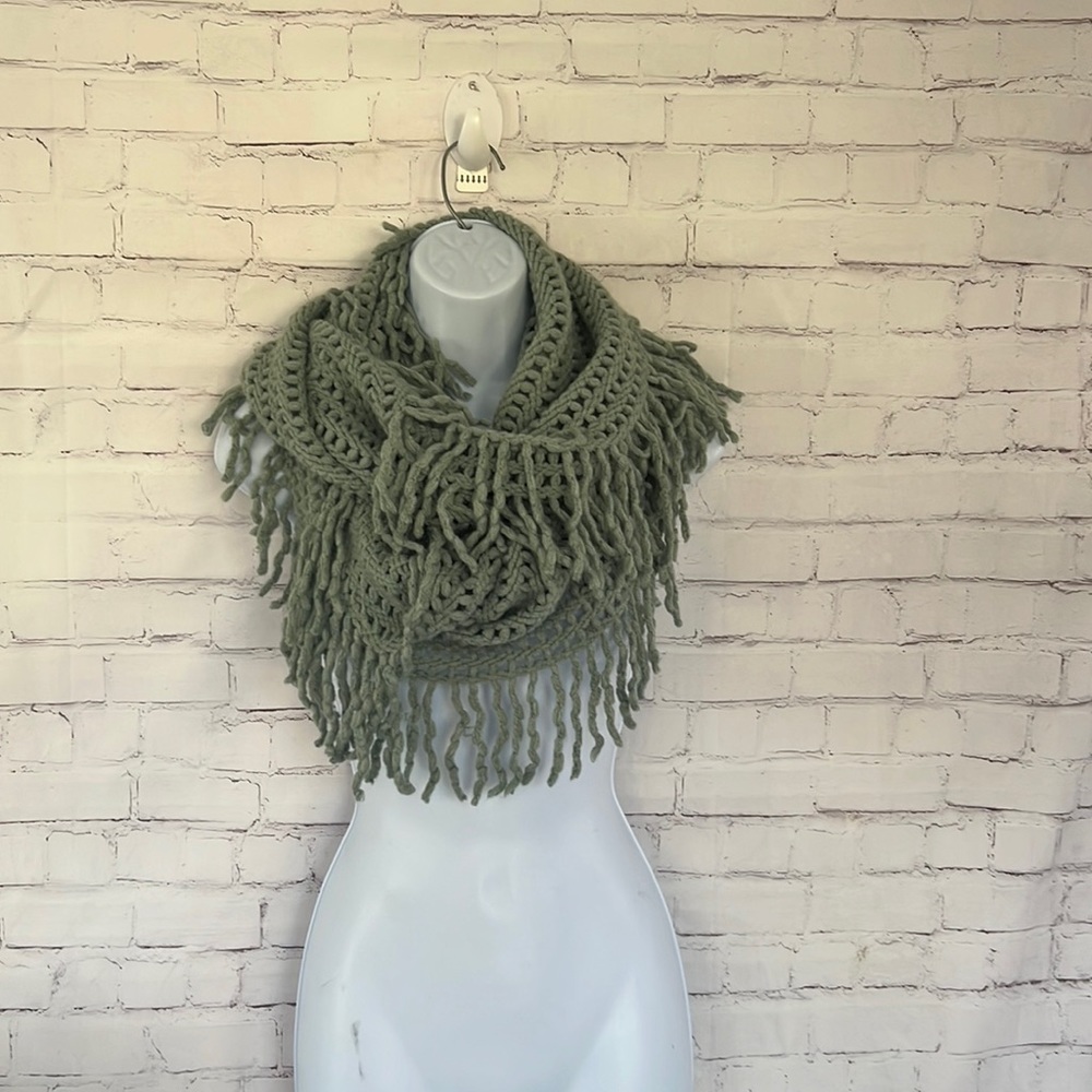 Bohemian Wraparound fringed crochet scarf